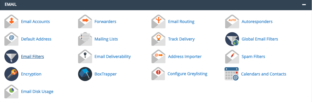 Email Accounts section in cPanel