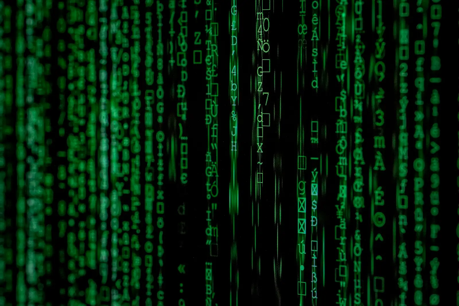 Streams of data and code representing AI solutions engineering