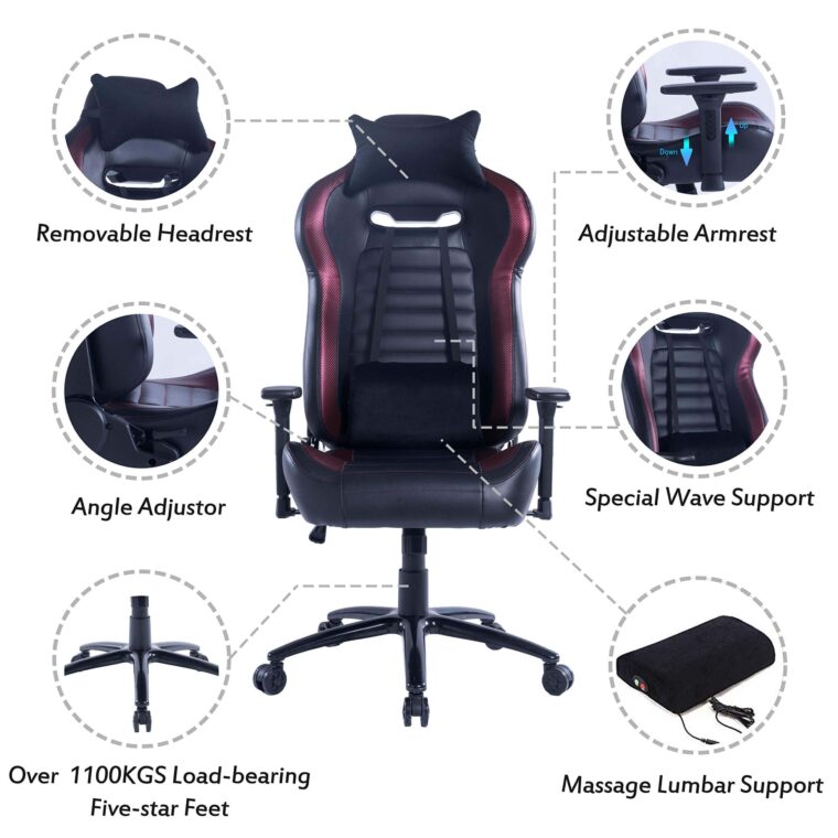 Blue Whale Massage Gaming Office Chair - Image 2